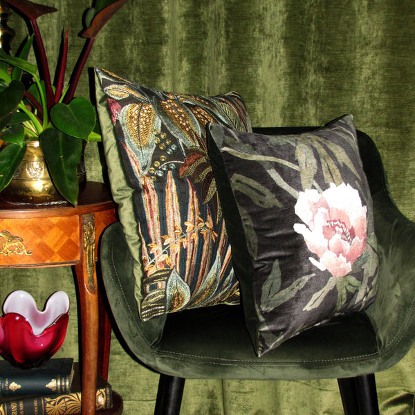 Jungle Room embroidered cushion cover